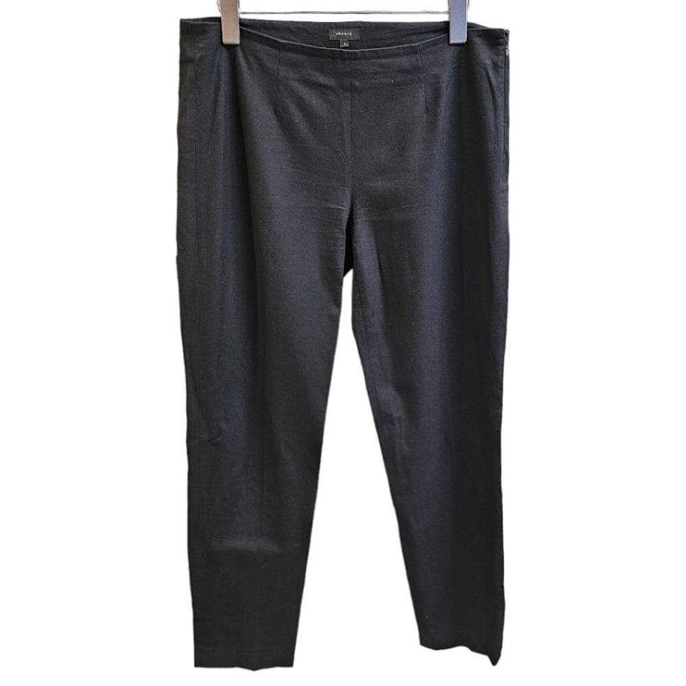 Theory Black Cotton Blend Cropped Pants Size 8 Stretch Lightweight Travel